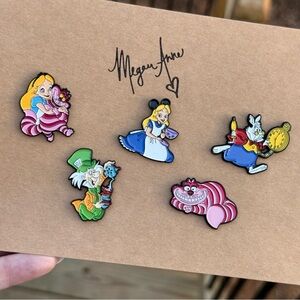 Alice in Wonderland Enamel Brooch Set
